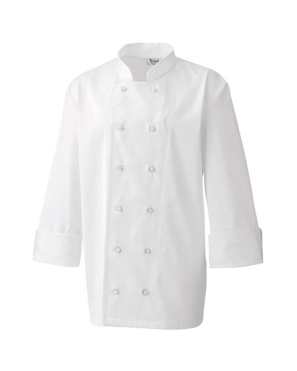 Chef's Jacket Studs Workwear from Premier branded with your logo or Design by York Workwear promoting you and your business