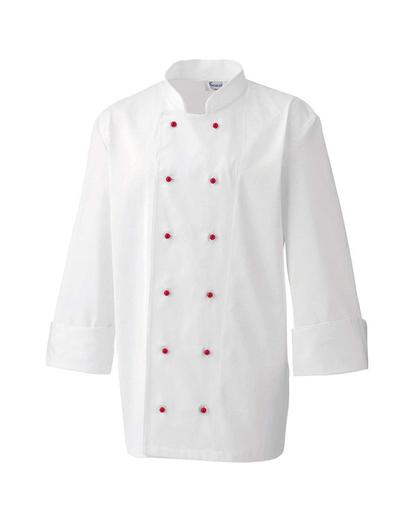 Chef's Jacket Studs Workwear from Premier branded with your logo or Design by York Workwear promoting you and your business