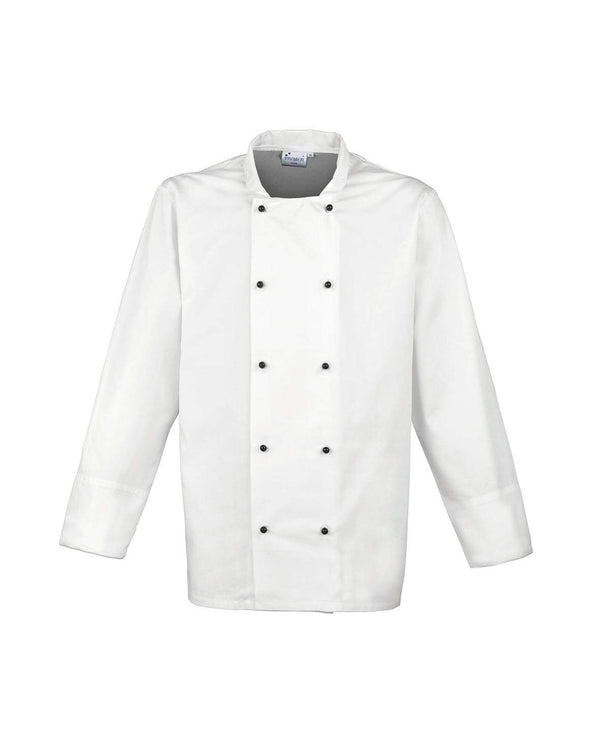 Cuisine Long Sleeve Chef's Jacket Workwear from Premier branded with your logo or Design by York Workwear promoting you and your business